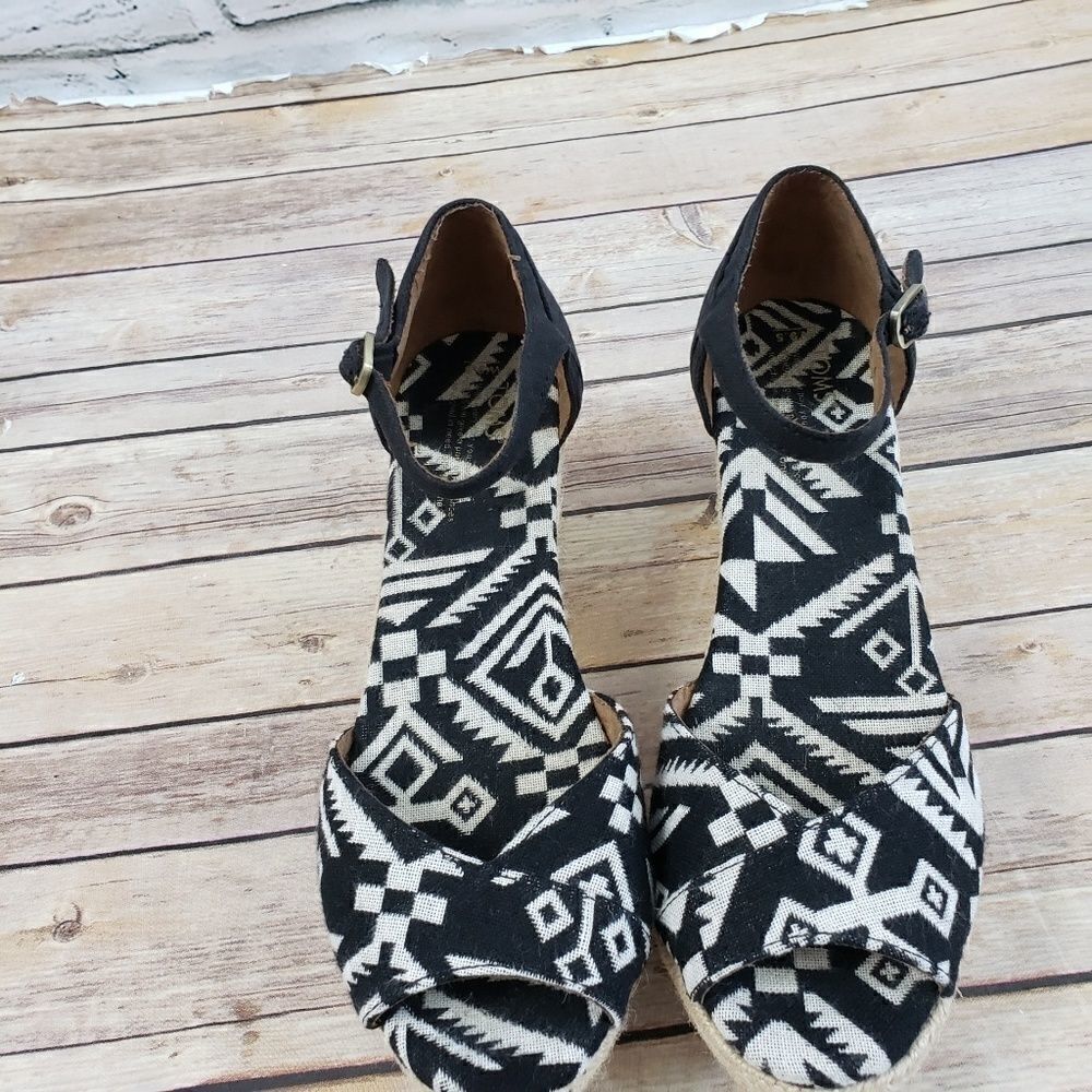 Toms wedge heels black and white geometric hemp - Picture 3 of 7